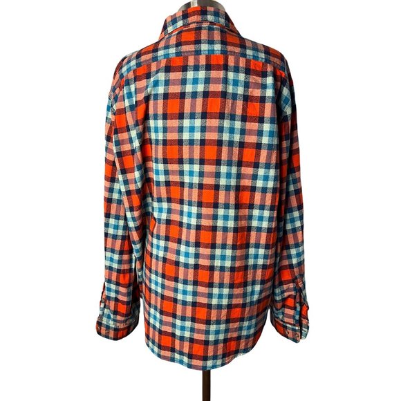 Merona men’s XL red blue plaid button-down flannel long sleev - Picture 4 of 14